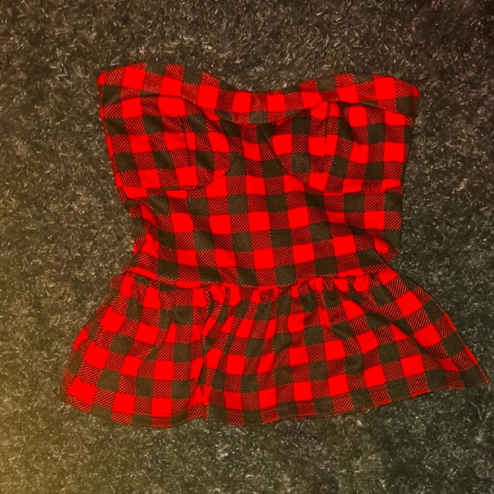 dELiA*s Red and Black Plaid Tube Top